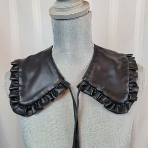 Steve Madden Faux Black Leather Detachable Ruffle Collar, NWT